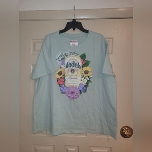 Modelo Womens Sage Green Floral Graphic T Shirt Womens Size XL NWT